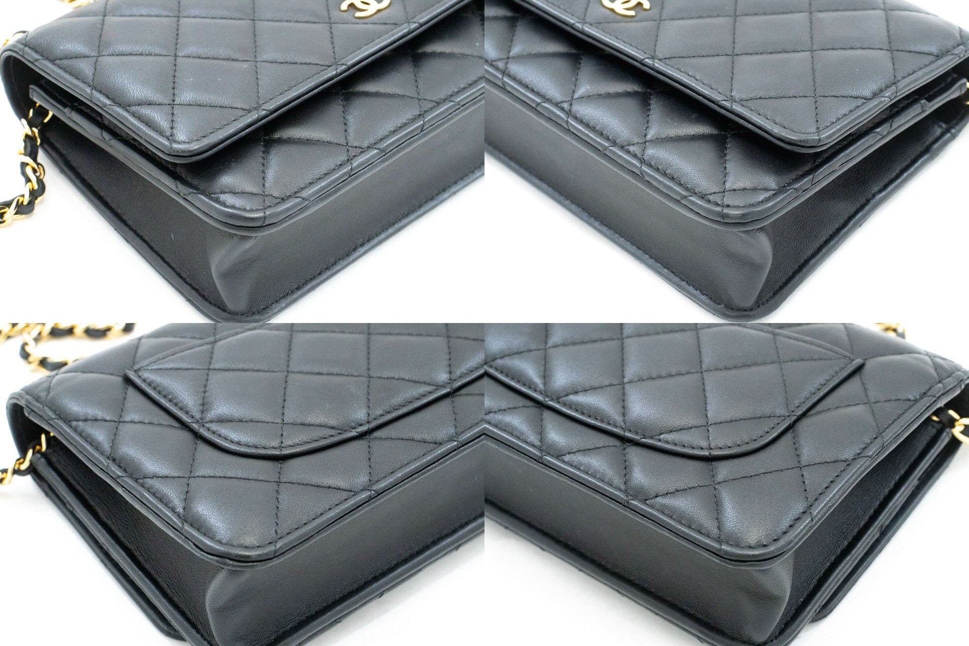 CHANEL Schwarze Classic Wallet On Chain WOC Schultertasche Crossbody ae8 hannari-shop
