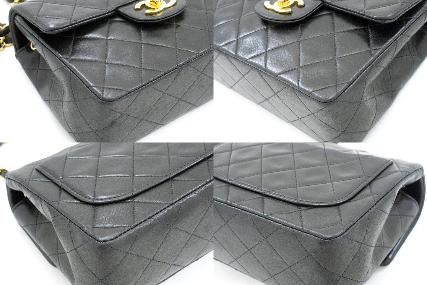 CHANEL Mini Square Small Chain Shoulder Bag Crossbody Black Lamb af1 hannari-shop