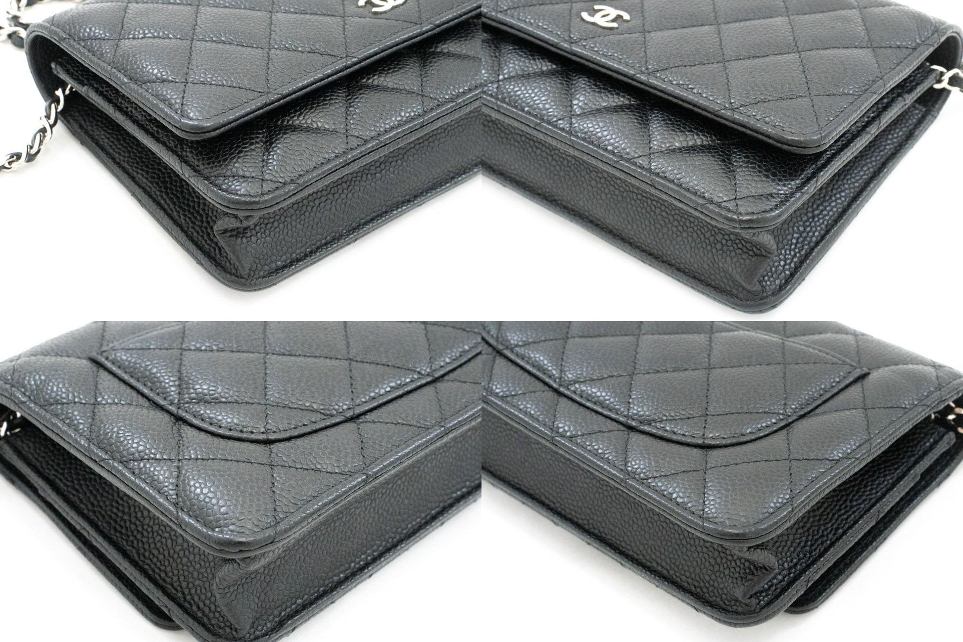 CHANEL Grained Calfskin Wallet On Chain WOC Black Shoulder Bag ag2 hannari-shop