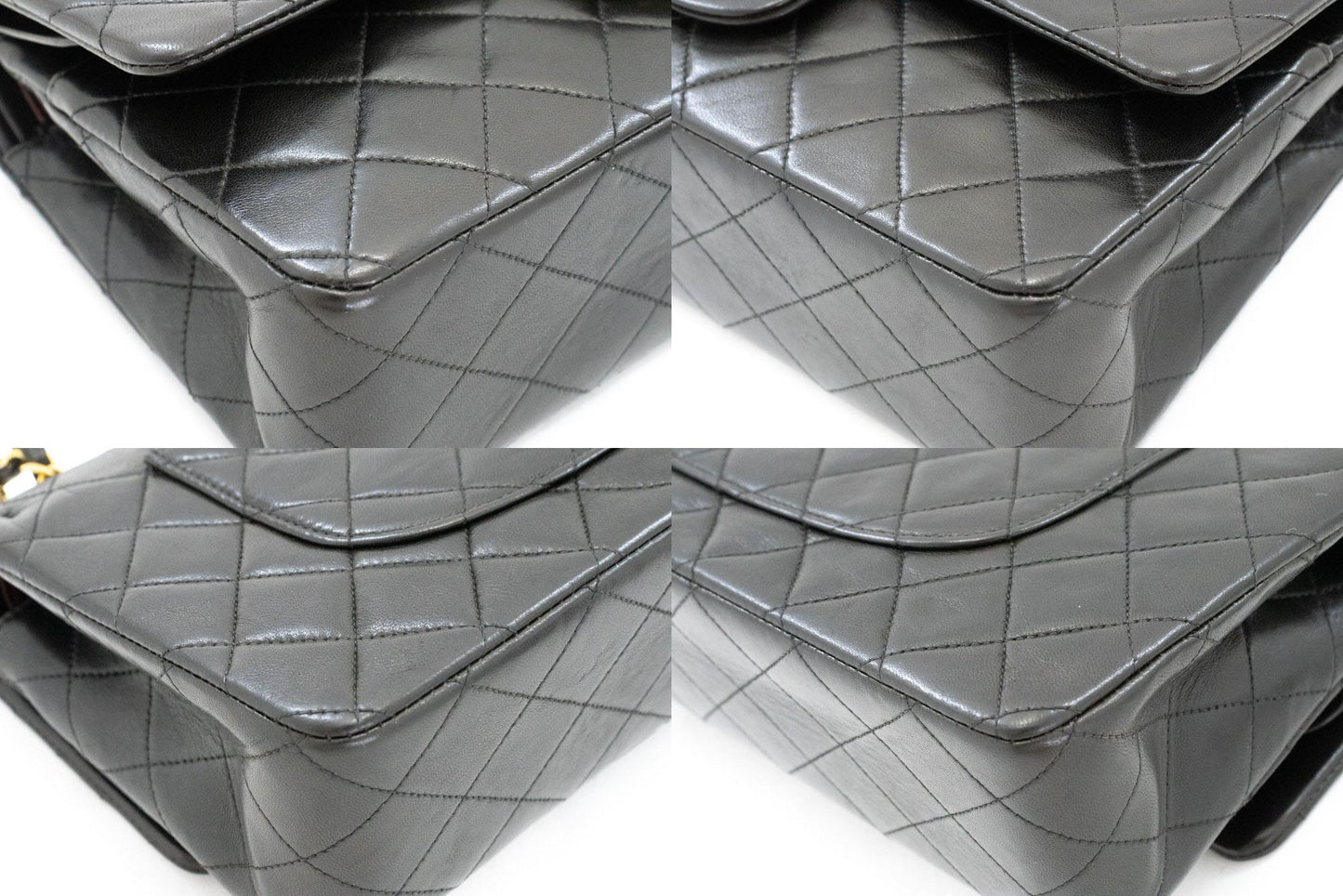 CHANEL Classic Double Flap 10" Kettentasche aus schwarzem Lammleder ak4 hannari-shop