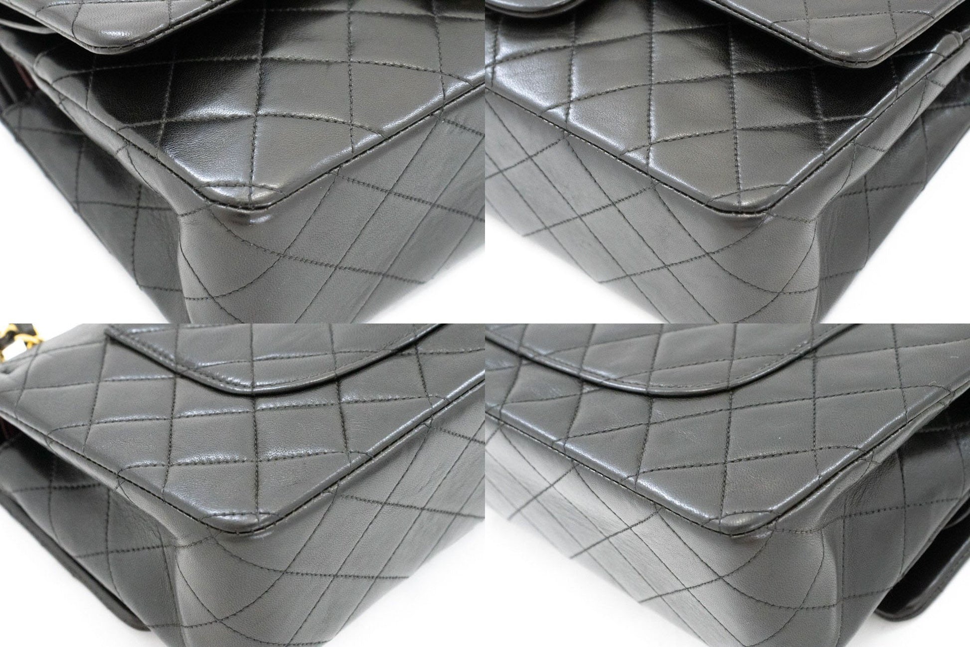 CHANEL Classic Double Flap 10" Kettentasche aus schwarzem Lammleder ak4 hannari-shop