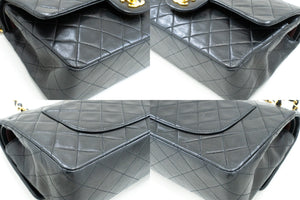 CHANEL Classic Double Flap 10" Chain Shoulder Bag Black Lambskin m90 hannari-shop