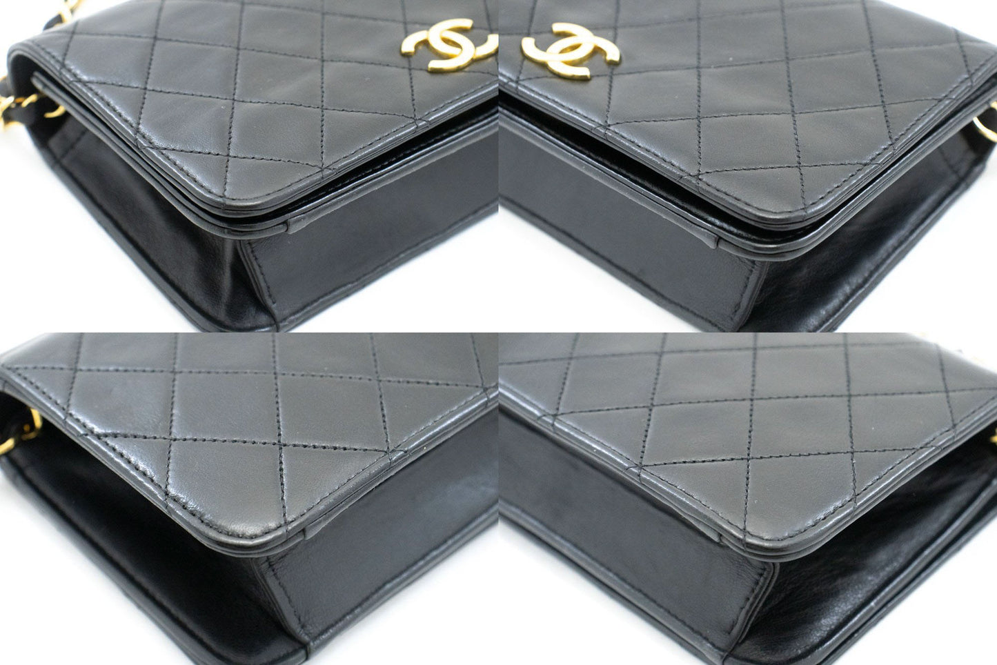 CHANEL Full Flap Small Chain Schultertasche Clutch Schwarz Steppung ab7 hannari-shop