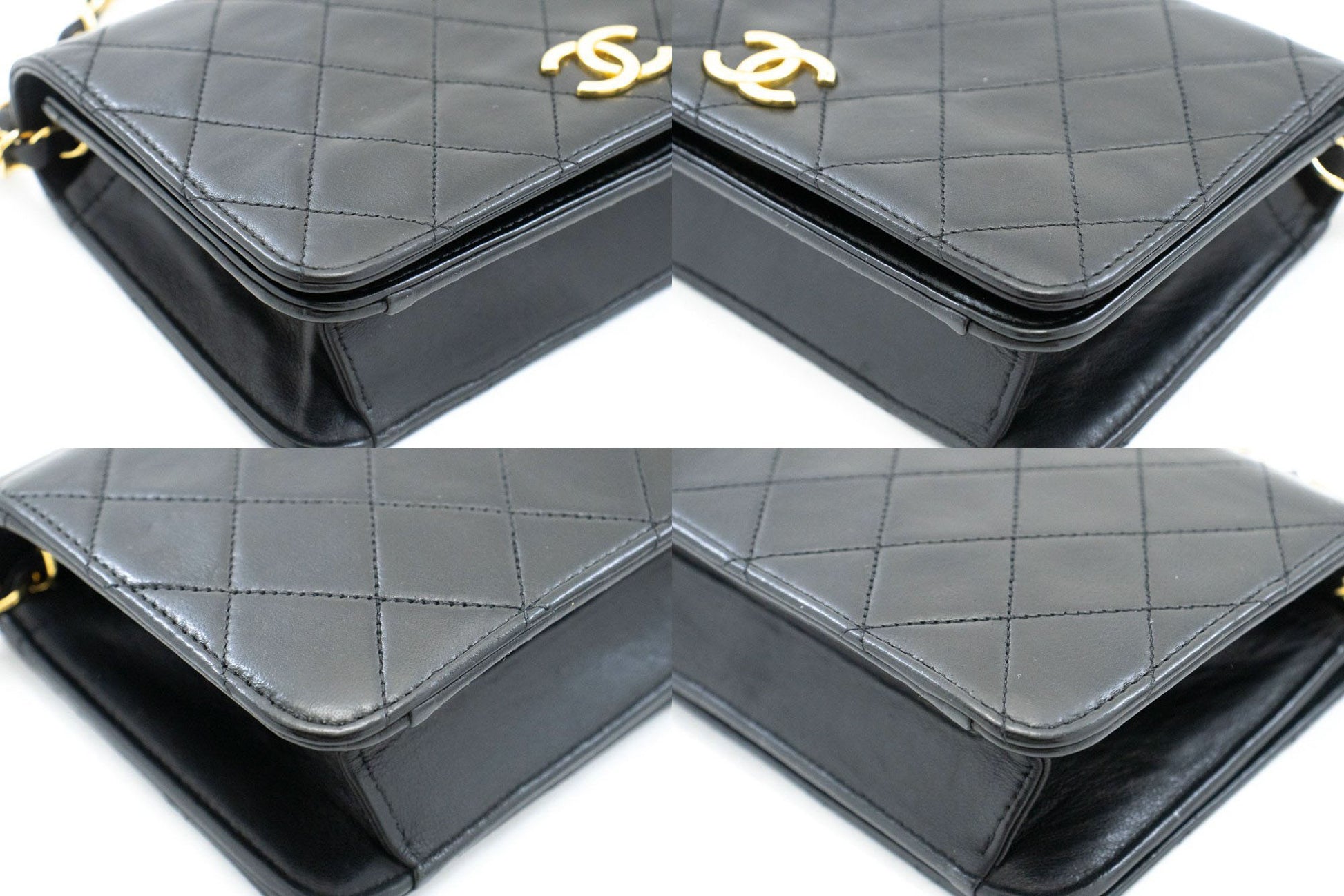 CHANEL Full Flap Small Chain Schultertasche Clutch Schwarz Steppung ab7 hannari-shop