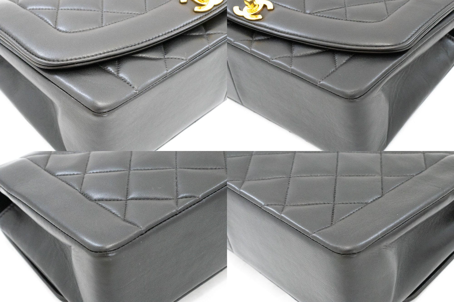CHANEL Diana Flap Chain Schultertasche Schwarz Stepp-Lammleder ai3 hannari-shop