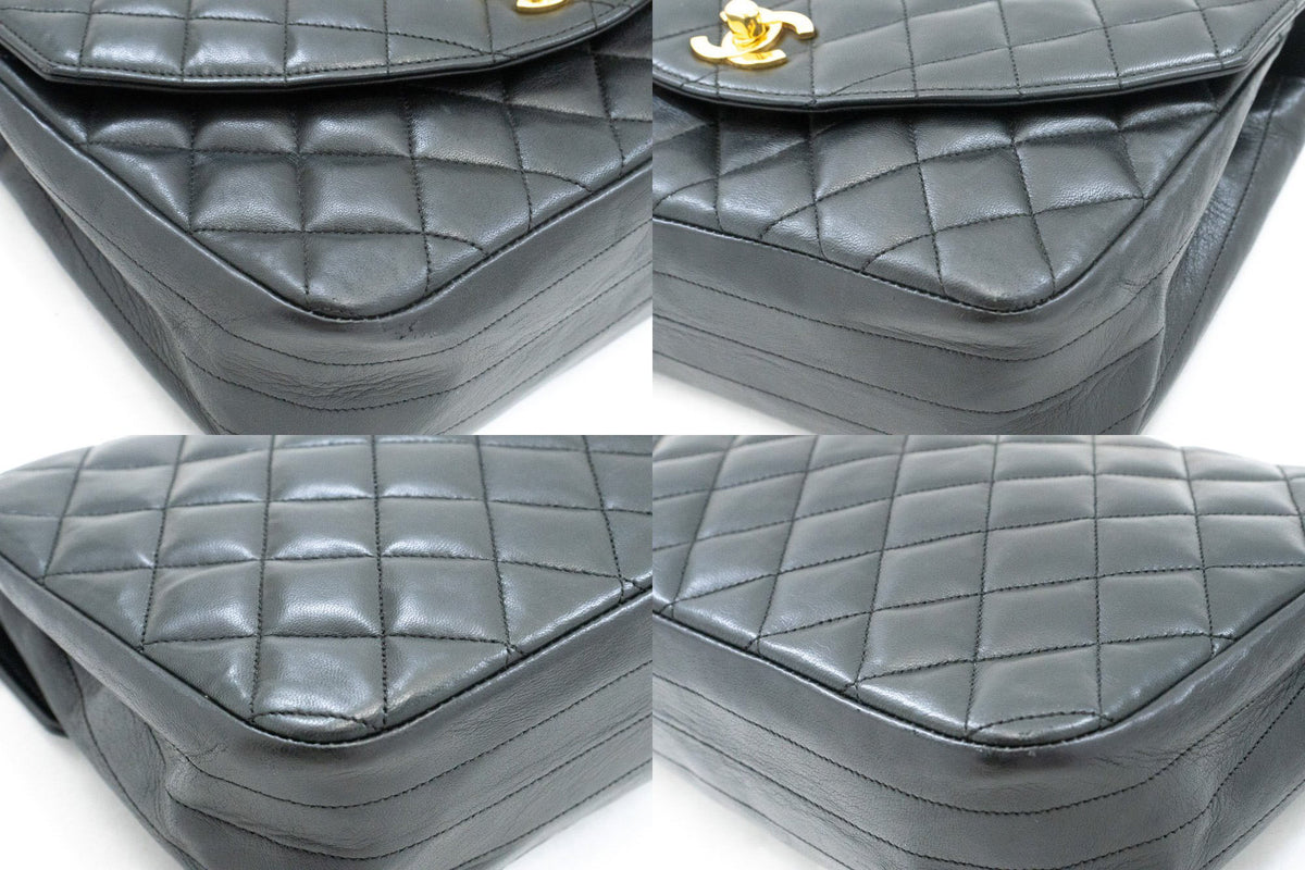 CHANEL Half Moon Chain Shoulder Bag Crossbody Black Quilted Flap an3 hannari-shop