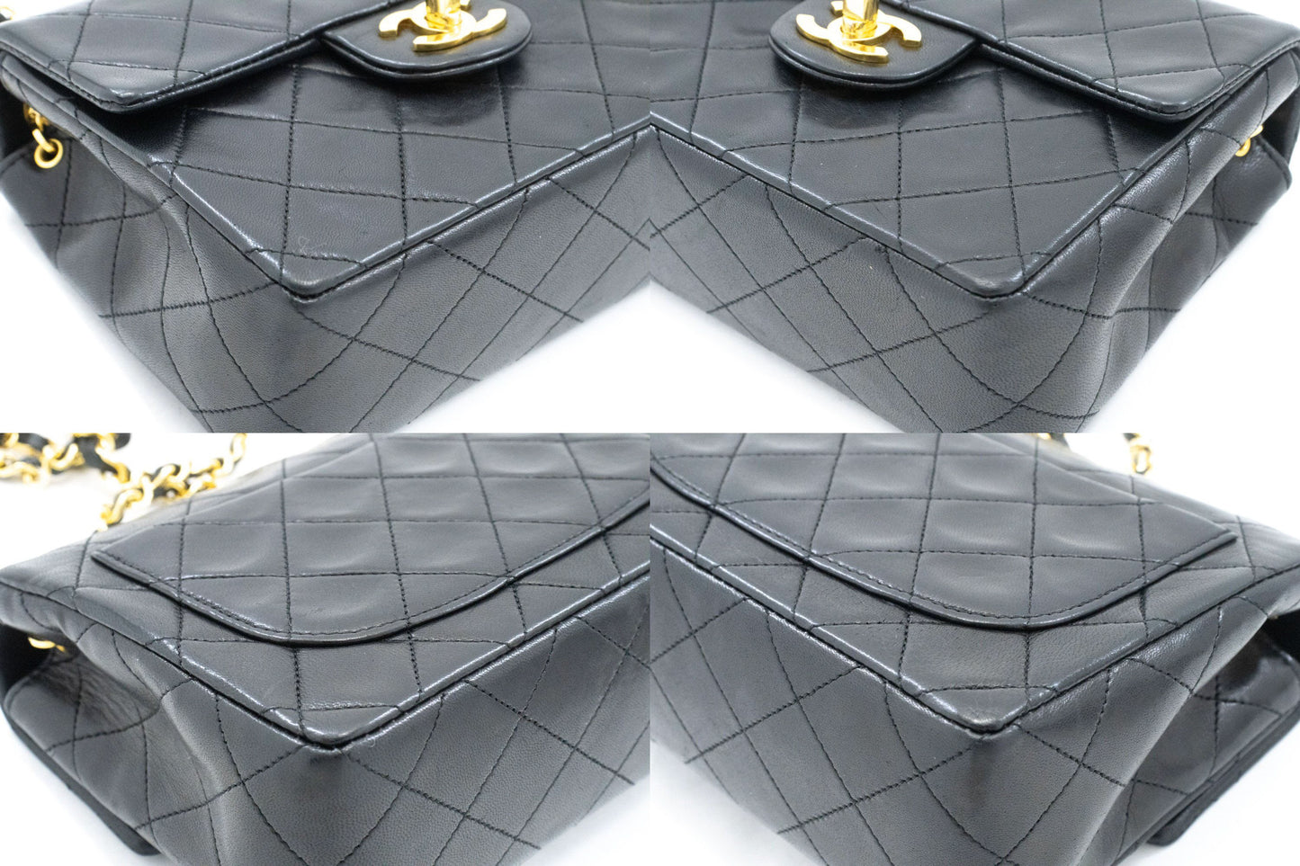 CHANEL Mini Square Kleine Kettentasche Umhängetasche Schwarz Lammfell ag7 hannari-shop