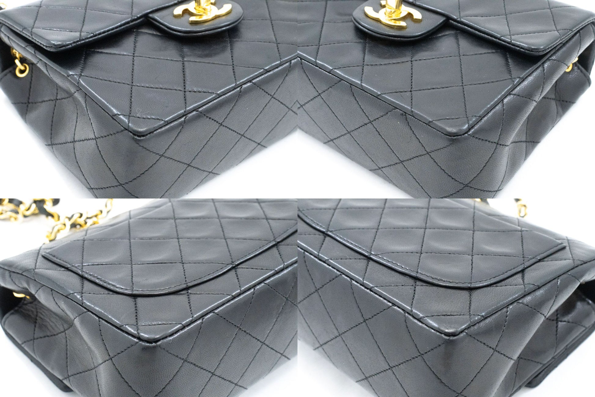 CHANEL Mini Square Kleine Kettentasche Umhängetasche Schwarz Lammfell ag7 hannari-shop