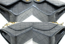 CHANEL Classic Double Flap 9" Chain Shoulder Bag Black Lambskin p02 hannari-shop