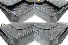 CHANEL Classic Double Flap 10" Chain Shoulder Bag Black Lambskin n44 hannari-shop