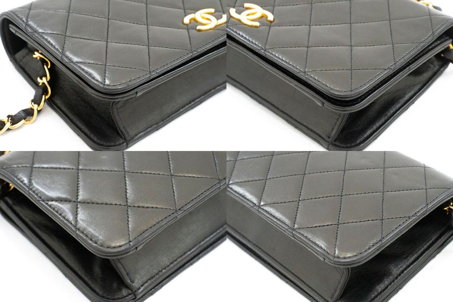 CHANEL Full Flap Small Chain Shoulder Bag Clutch Black Quilted aj1 hannari-shop