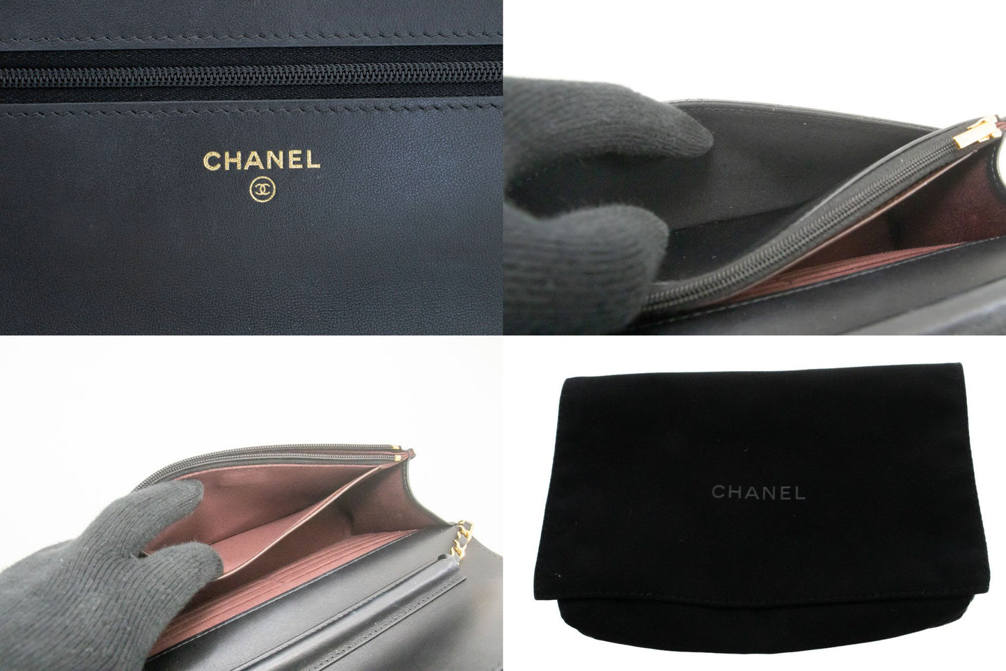 CHANEL Schwarze Classic Wallet On Chain WOC Schultertasche Crossbody ae8 hannari-shop