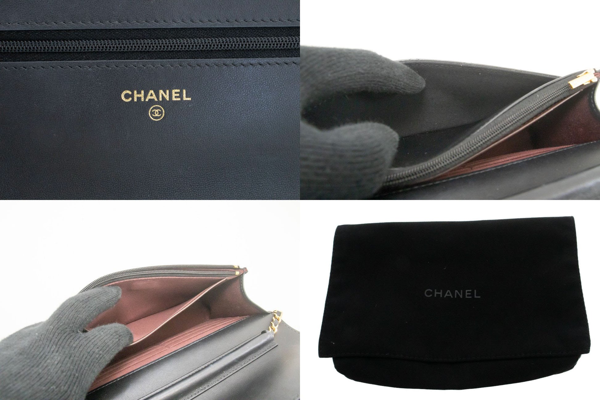 CHANEL Schwarze Classic Wallet On Chain WOC Schultertasche Crossbody ae8 hannari-shop