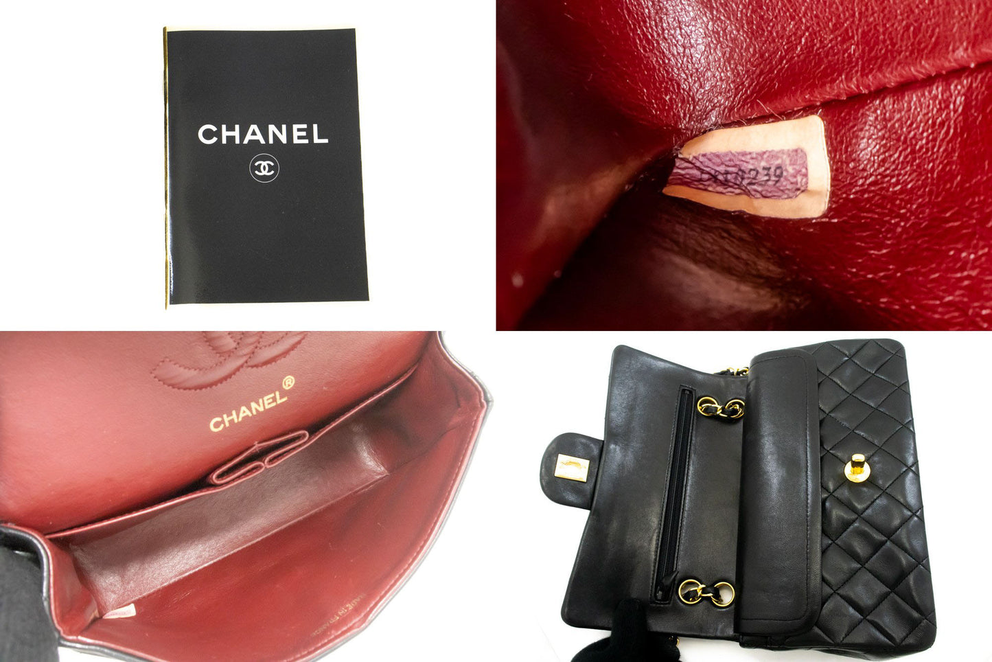 CHANEL Classic Double Flap 9" Chain Schultertasche Schwarz Lammleder ag6 hannari-shop