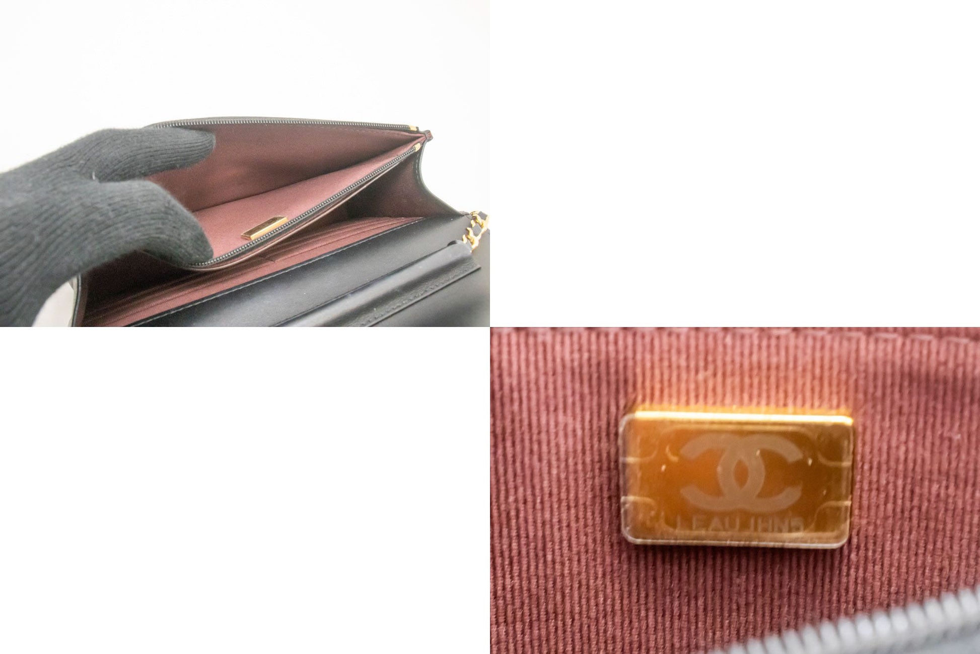 CHANEL Schwarze Classic Wallet On Chain WOC Schultertasche Crossbody ae8 hannari-shop