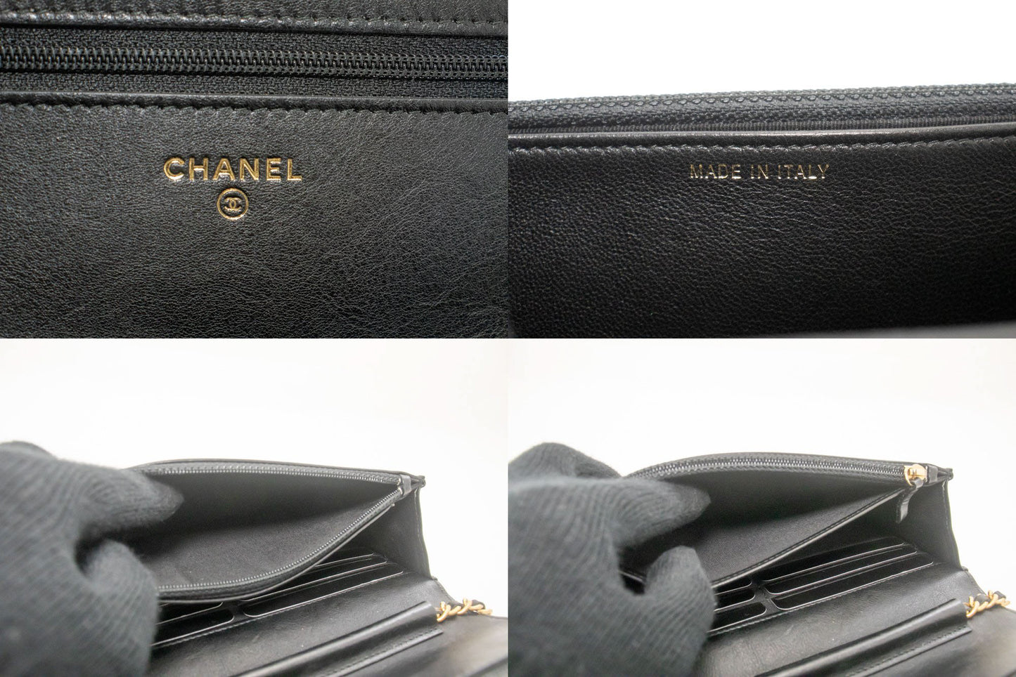 CHANEL V-Stitch Geldbörse aus Kalbsleder mit Kette WOC Umhängetasche ab2 hannari-shop