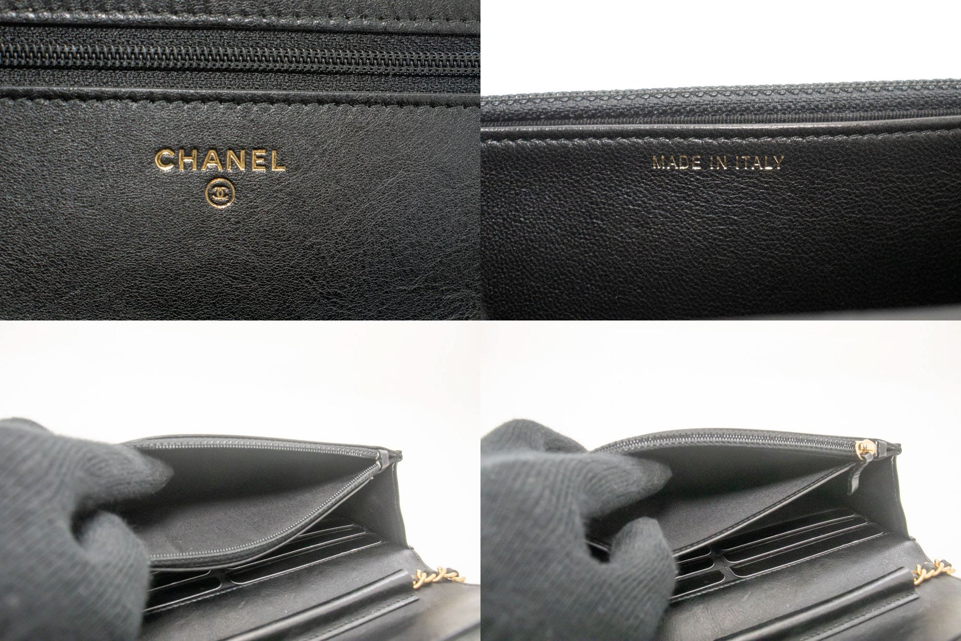 CHANEL V-Stitch Geldbörse aus Kalbsleder mit Kette WOC Umhängetasche ab2 hannari-shop