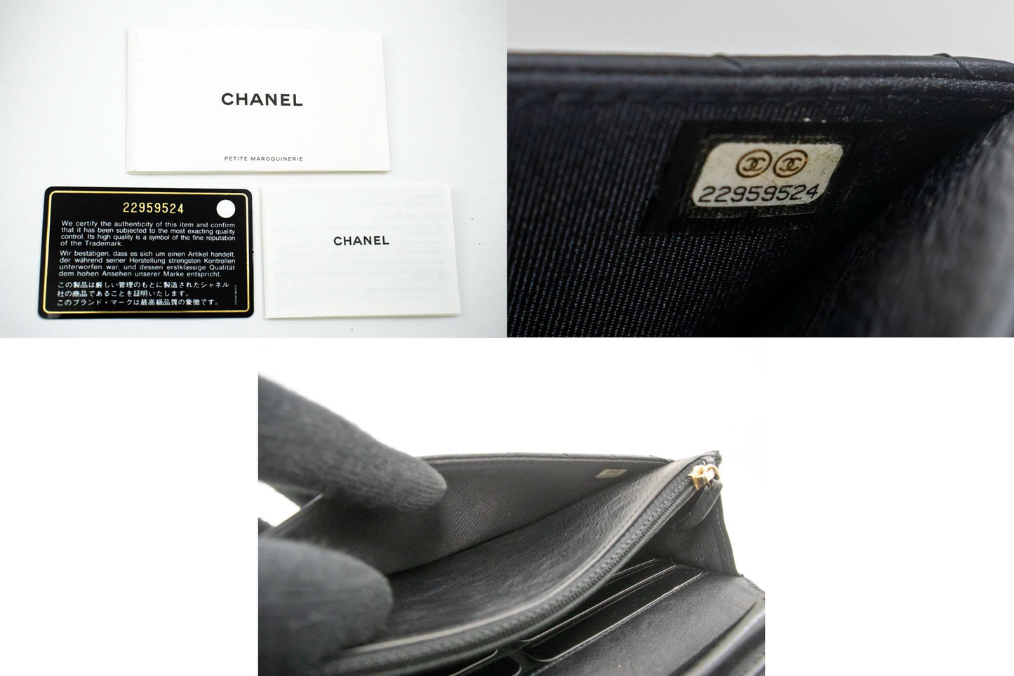 CHANEL V-Stitch Geldbörse aus Kalbsleder mit Kette WOC Umhängetasche ab2 hannari-shop