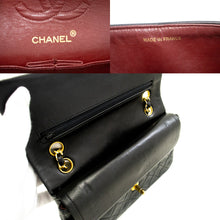 CHANEL Classic Double Flap 9" Chain Shoulder Bag Black Lambskin n10 hannari-shop
