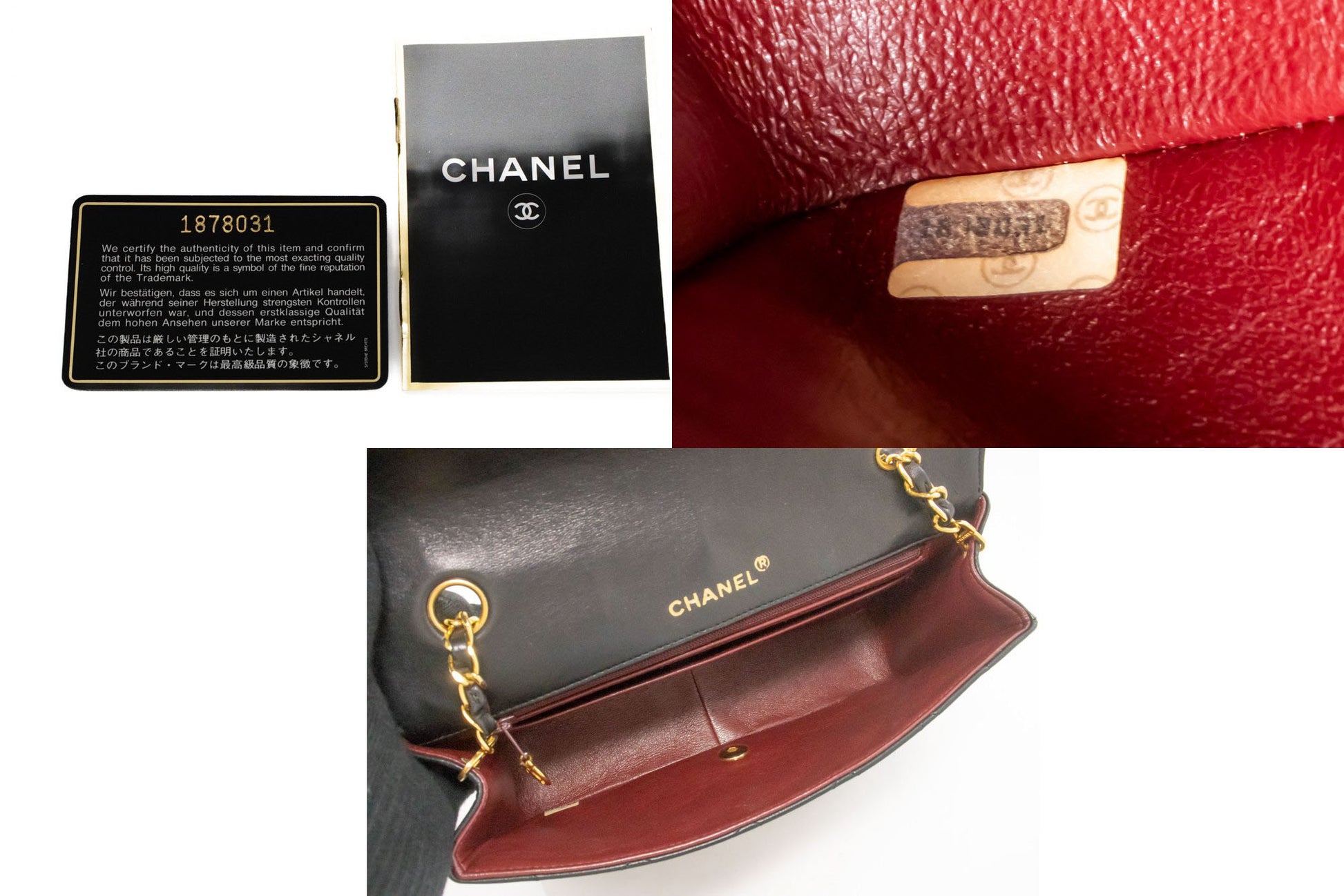 CHANEL Diana Flap Chain Schultertasche Schwarz Stepp Lammleder Geldbörse ah1 hannari-shop
