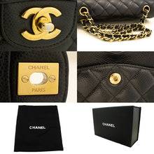 CHANEL Grained Calfskin Double Flap 9" Chain Shoulder Bag Black n49 hannari-shop