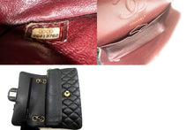 CHANEL Grained Calfskin Double Flap 9" Chain Shoulder Bag Black n49 hannari-shop