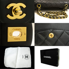CHANEL Classic Double Flap 10" Chain Shoulder Bag Black Lambskin m90 hannari-shop