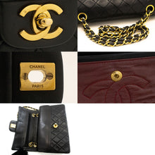 CHANEL Classic Double Flap 9" Chain Shoulder Bag Black Lambskin p46 hannari-shop