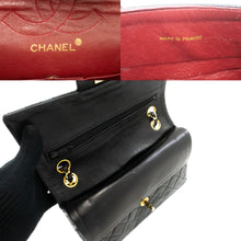 CHANEL Classic Double Flap 9" Chain Shoulder Bag Black Lambskin p46 hannari-shop