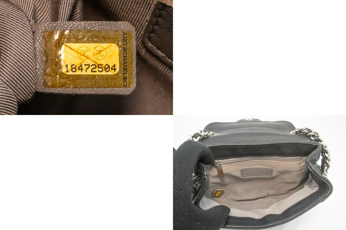 CHANEL Chain Around Small Shoulder Bag Crossbody Black Calfskin ap7 — Seriennummer hannari-shop