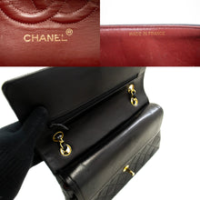 CHANEL Classic Double Flap 10" Chain Shoulder Bag Black Lambskin n98 hannari-shop