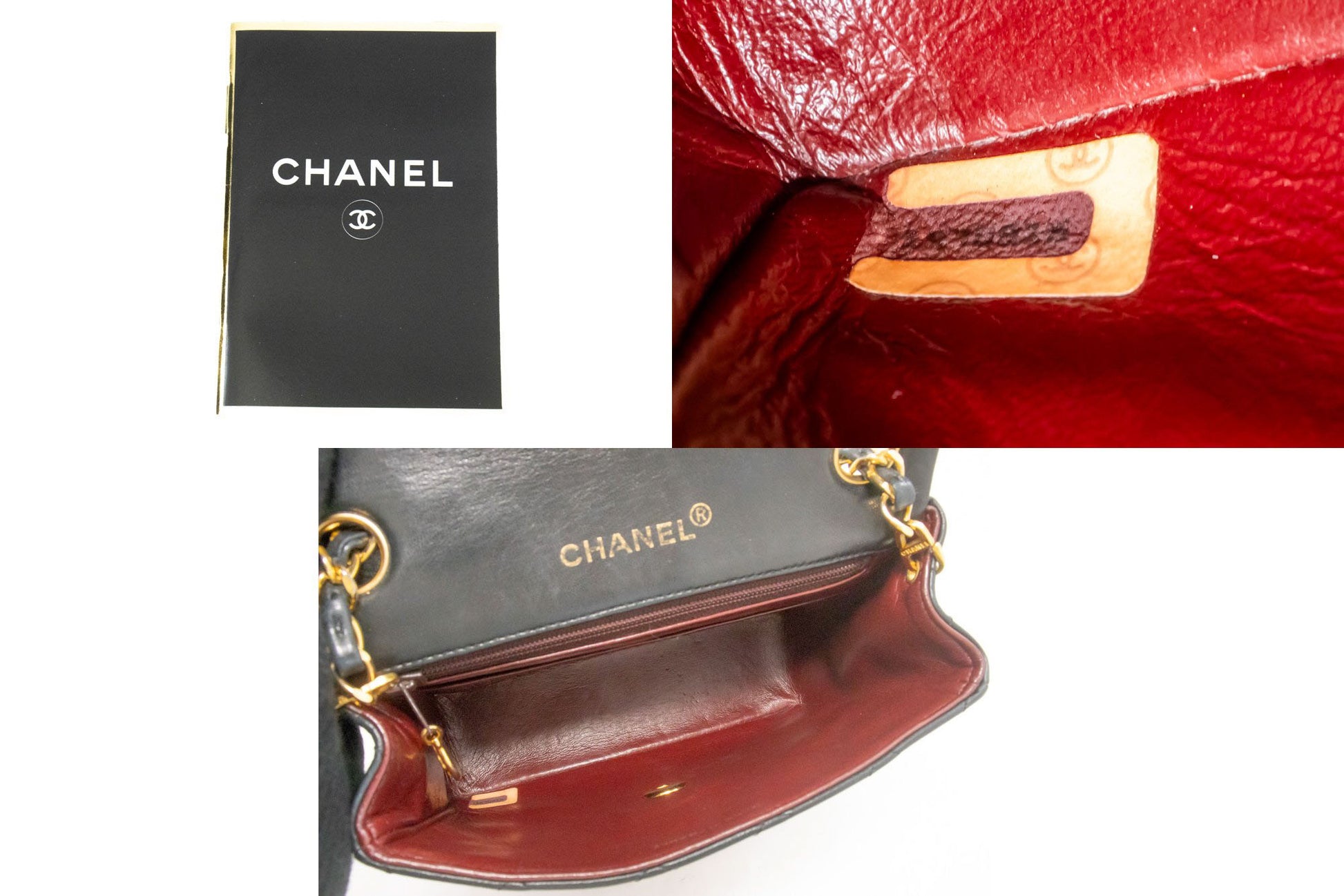 CHANEL Mini Square Small Chain Shoulder Bag Crossbody Black Lamb ag9 hannari-shop
