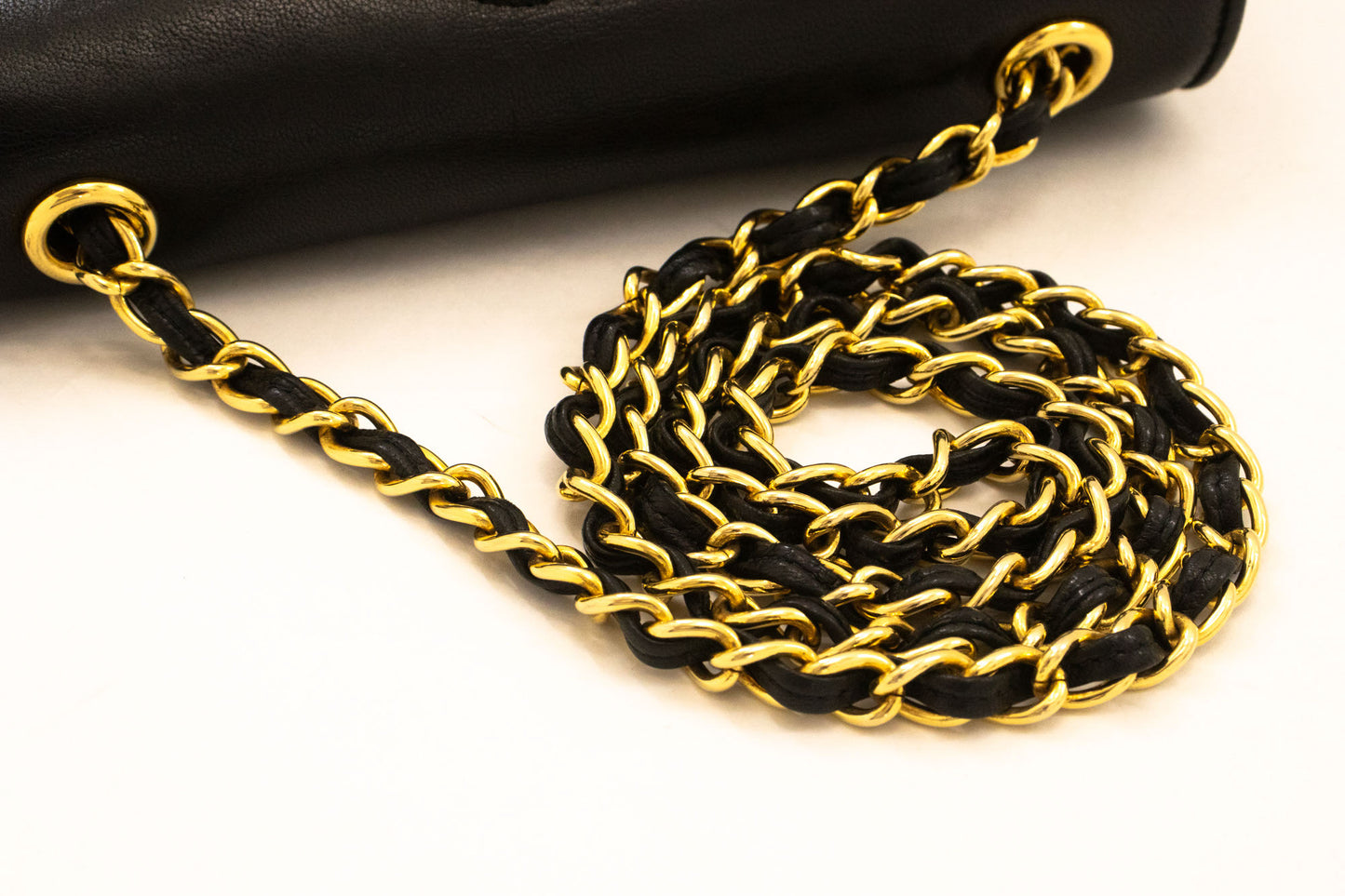 CHANEL Vintage Full Flap Small Chain Shoulder Bag Black Quilted ah6 hannari-shop