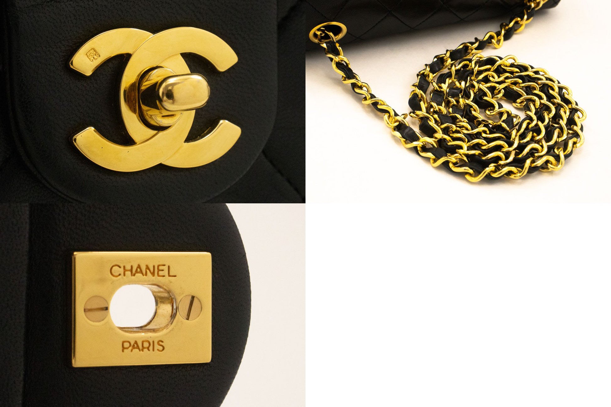 CHANEL Mini Square Kleine Kettentasche Umhängetasche Schwarz Lammfell ag7 hannari-shop