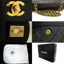 CHANEL Classic Double Flap 10" Chain Shoulder Bag Black Lambskin m75 hannari-shop