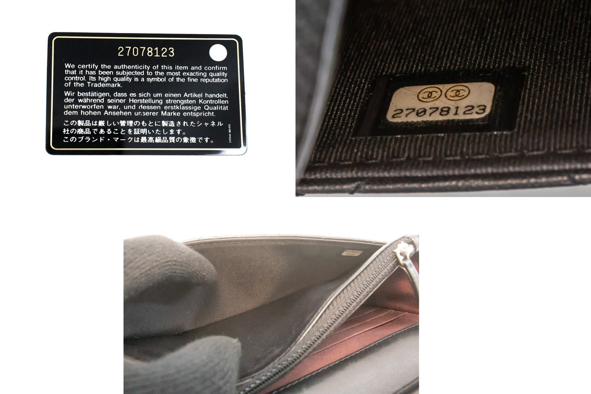CHANEL Schwarze Classic Wallet On Chain WOC Schultertasche Lammleder SV ap8 — Seriennummer hannari-shop