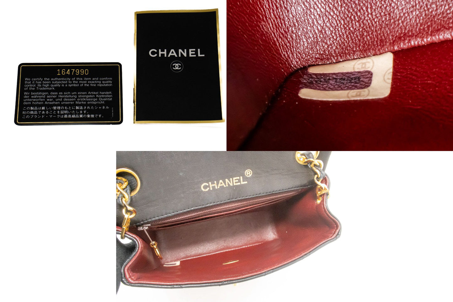 CHANEL Mini Square Kleine Kettentasche Umhängetasche Schwarz Lammfell ag7 hannari-shop