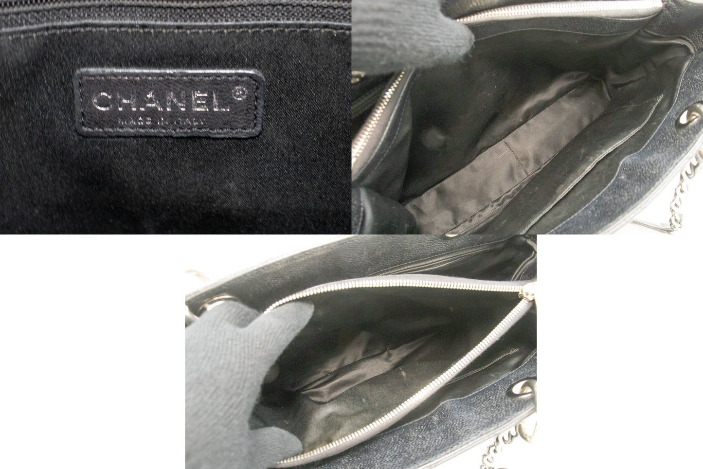 CHANEL Caviar GST 13" Grand Shopping Tote Kettenschultertasche Schwarz n38 hannari-shop