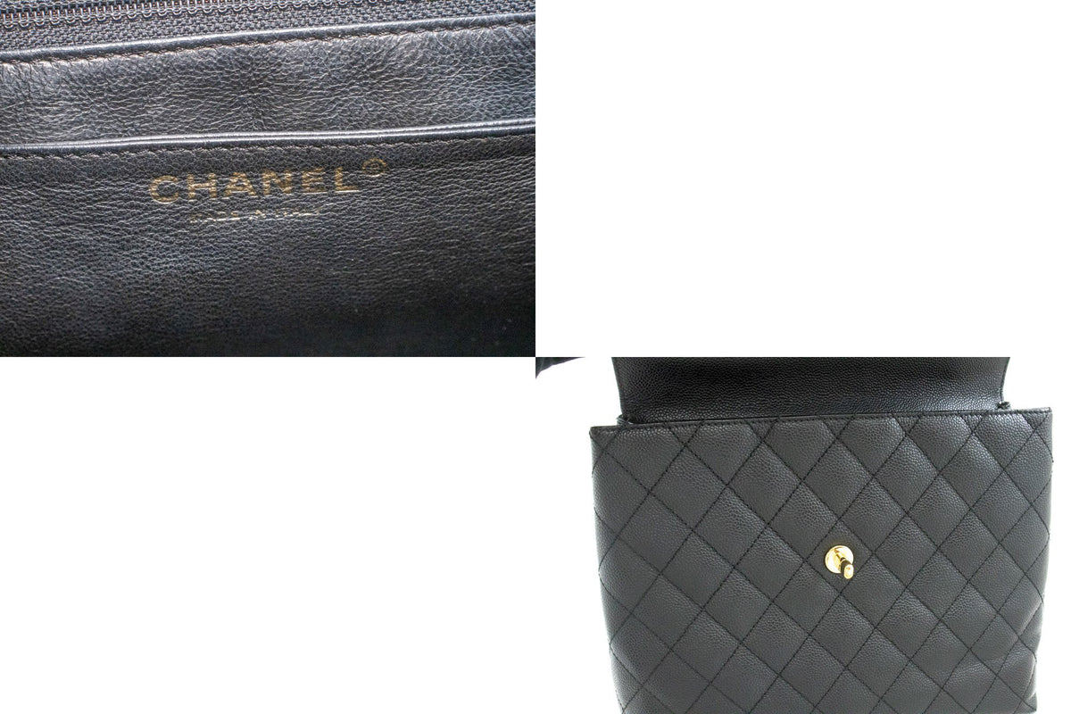 CHANEL Grained Calfskin Handbag Top Handle Bag Kelly Black Flap an4 hannari-shop