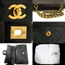 CHANEL Classic Double Flap 9" Chain Shoulder Bag Black Lambskin p02 hannari-shop