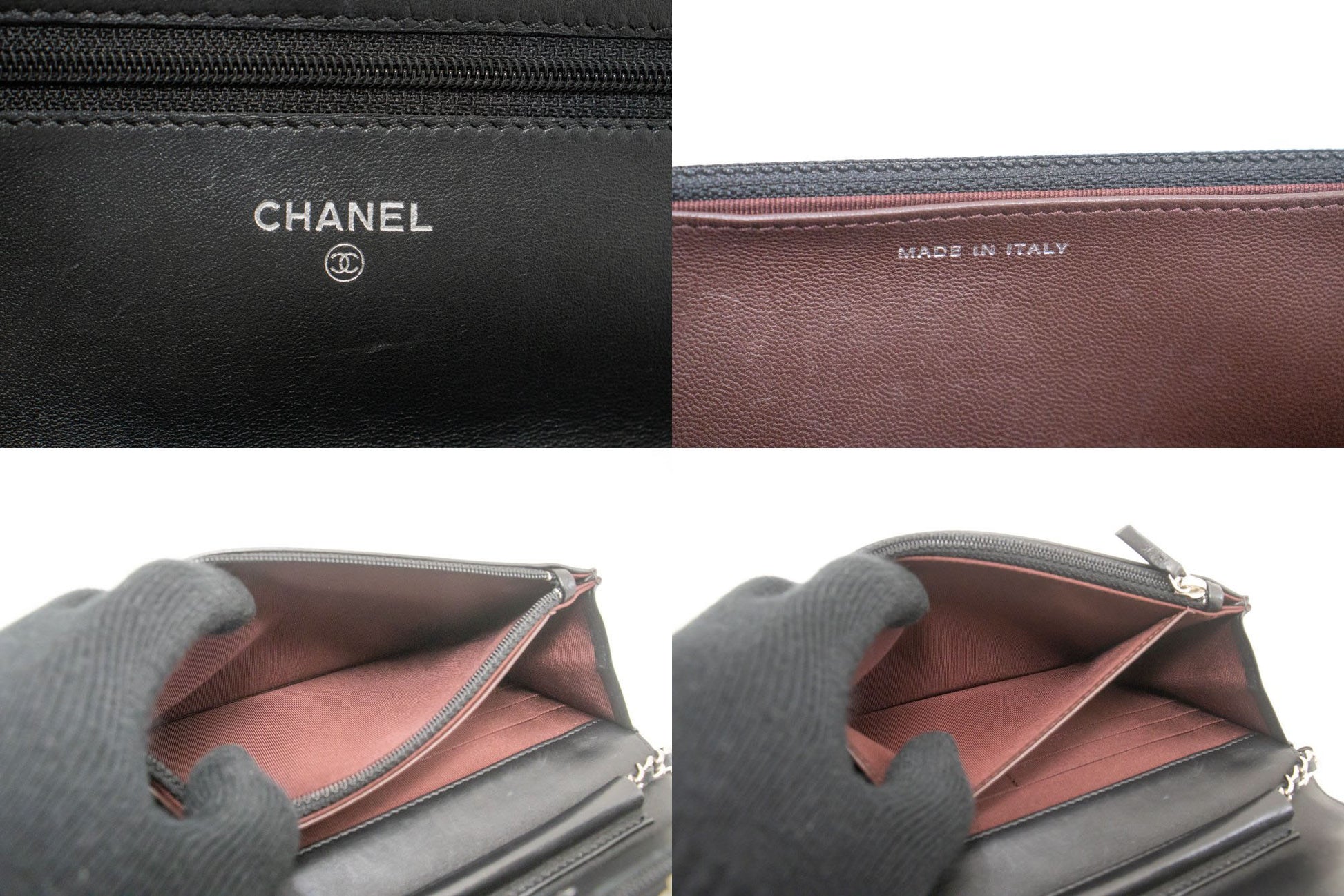 CHANEL Black Classic Wallet On Chain WOC Shoulder Bag Lambskin ab8 hannari-shop
