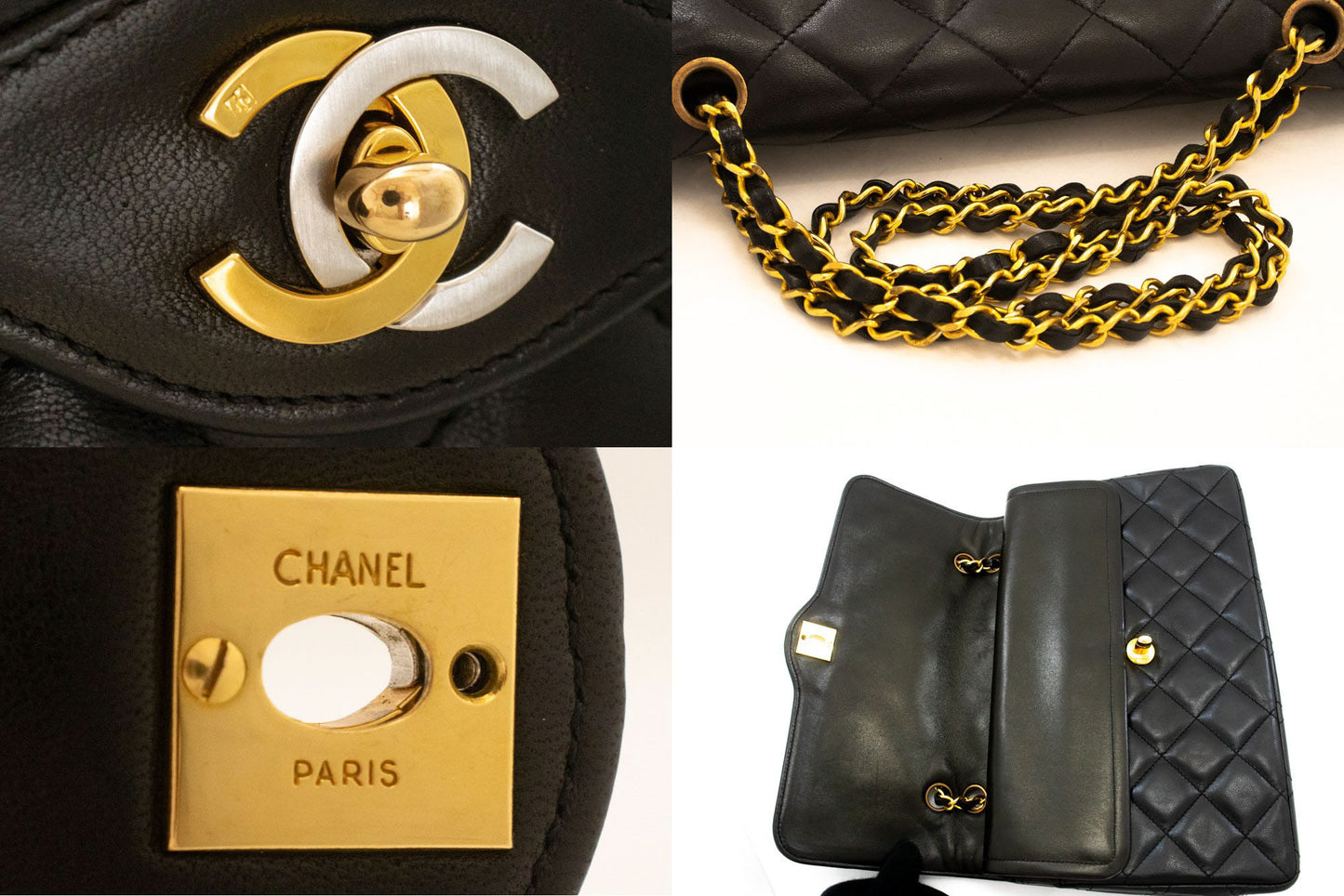 CHANEL Paris Limited Vintage Chain Shoulder Bag Black Quilted Flap ak6 hannari-shop