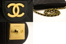 CHANEL Small Chain Shoulder Bag Clutch Black Quilted Flap Lambskin p06 hannari-shop