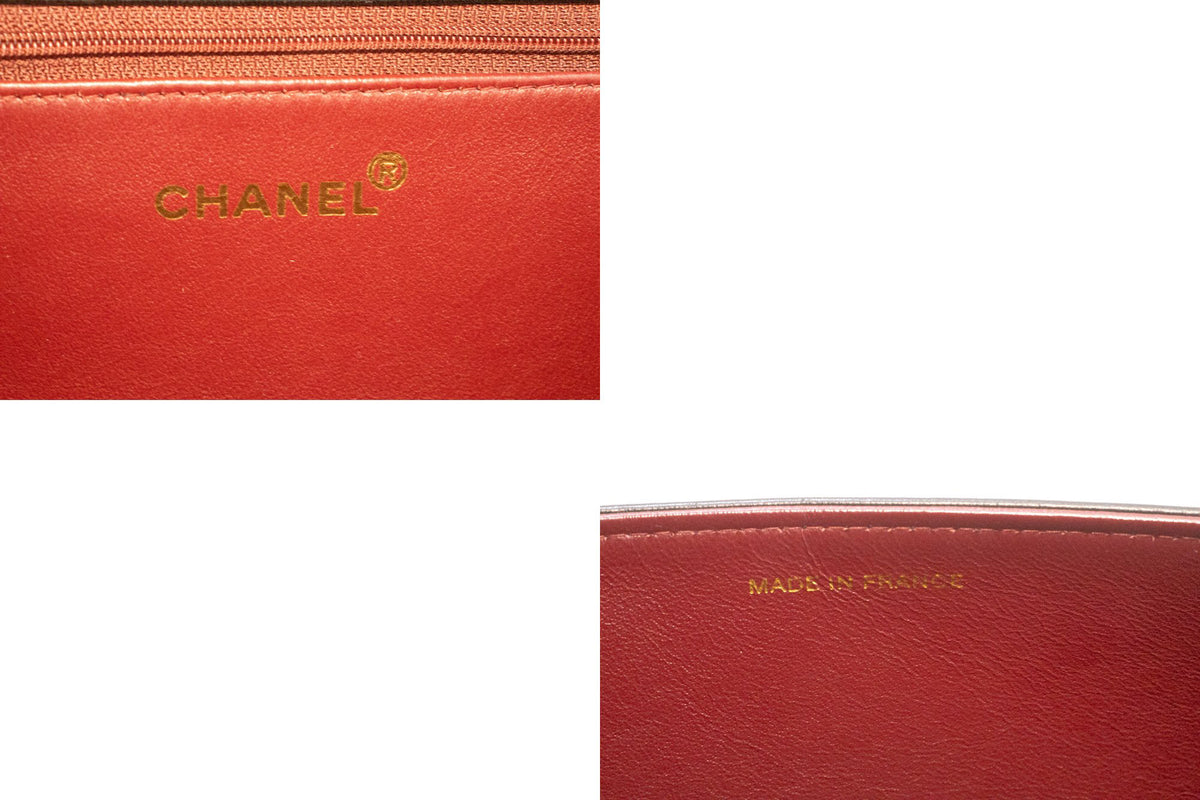 CHANEL Full Flap Chain Schultertasche Clutch Schwarz Gestepptes Lammleder ao4 — CHANEL-Logo im Inneren hannari-shop