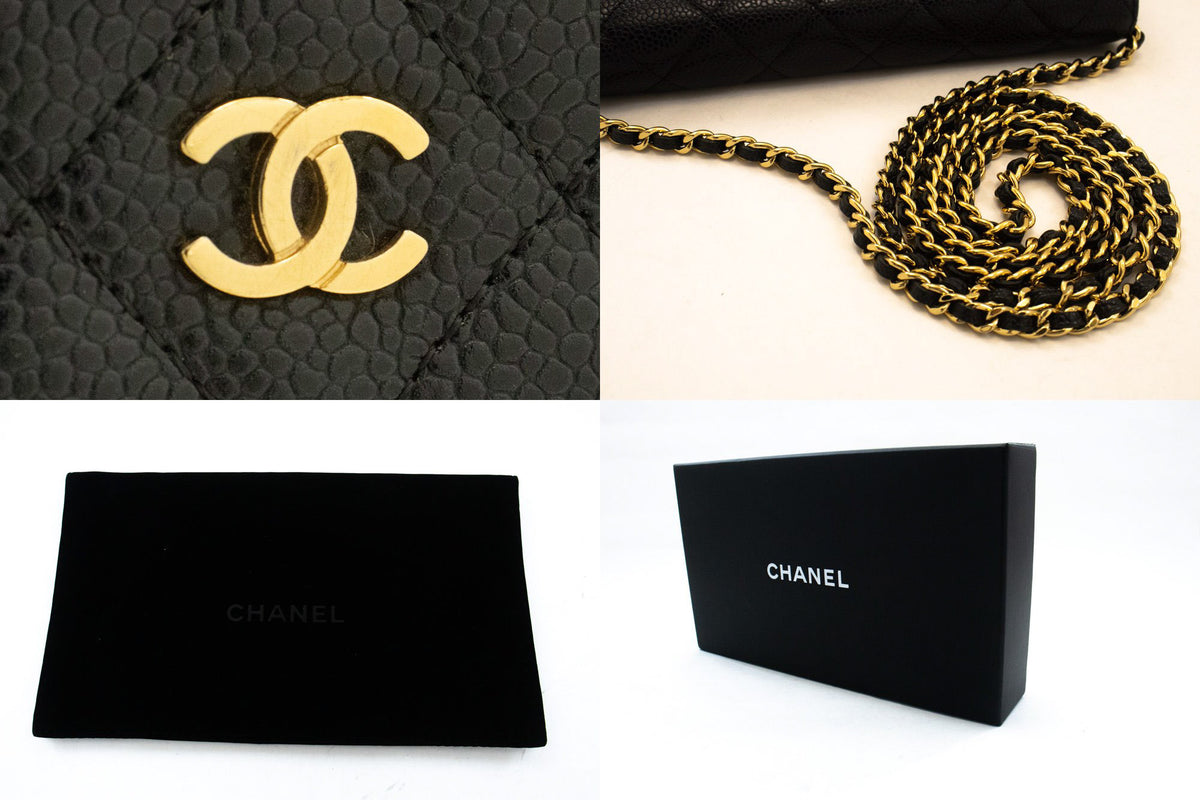 CHANEL Grained Calfskin Wallet On Chain WOC Black Shoulder Bag ap1 — hardware hannari-shop