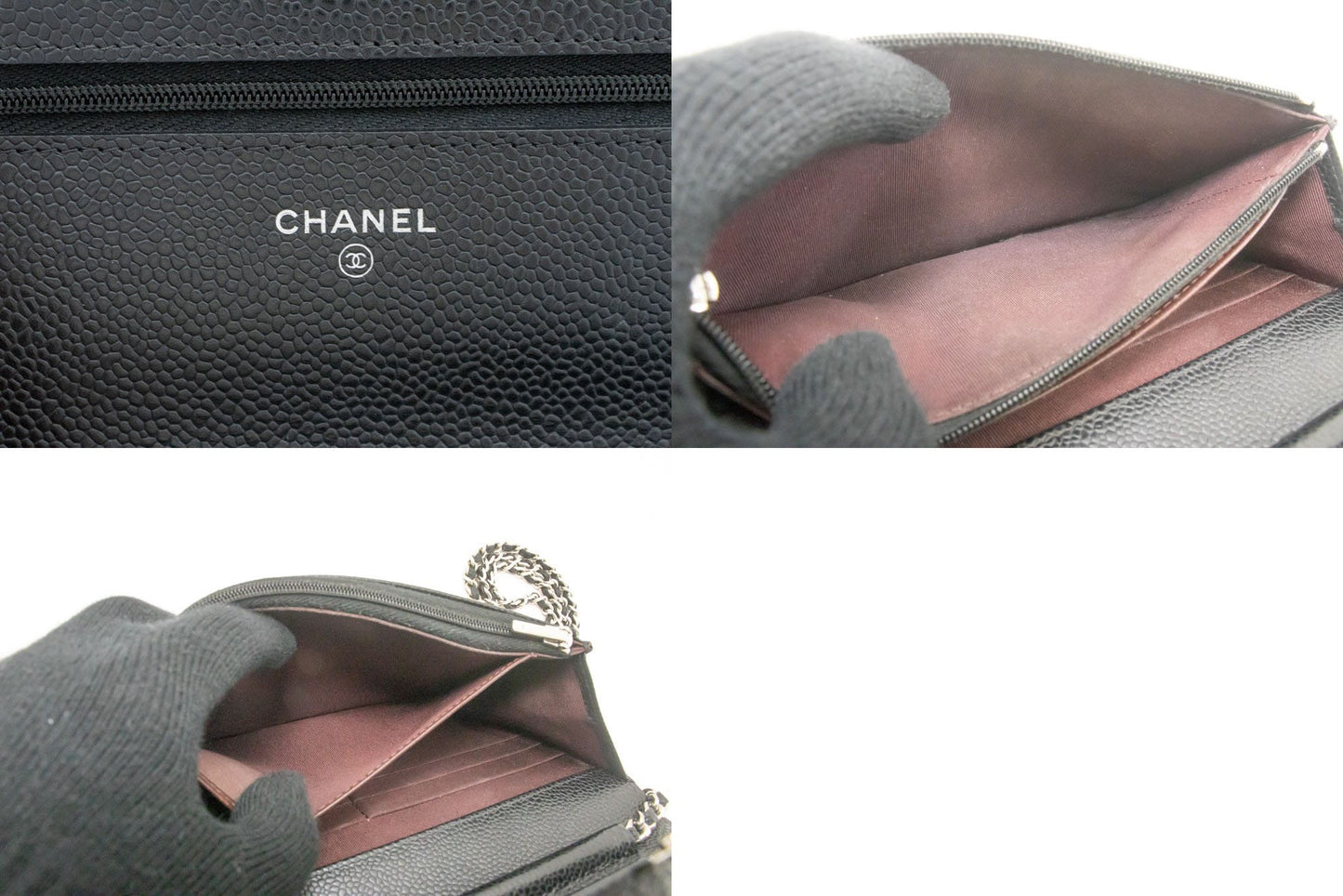 CHANEL Grained Calfskin Wallet On Chain WOC Black Shoulder Bag af5 hannari-shop