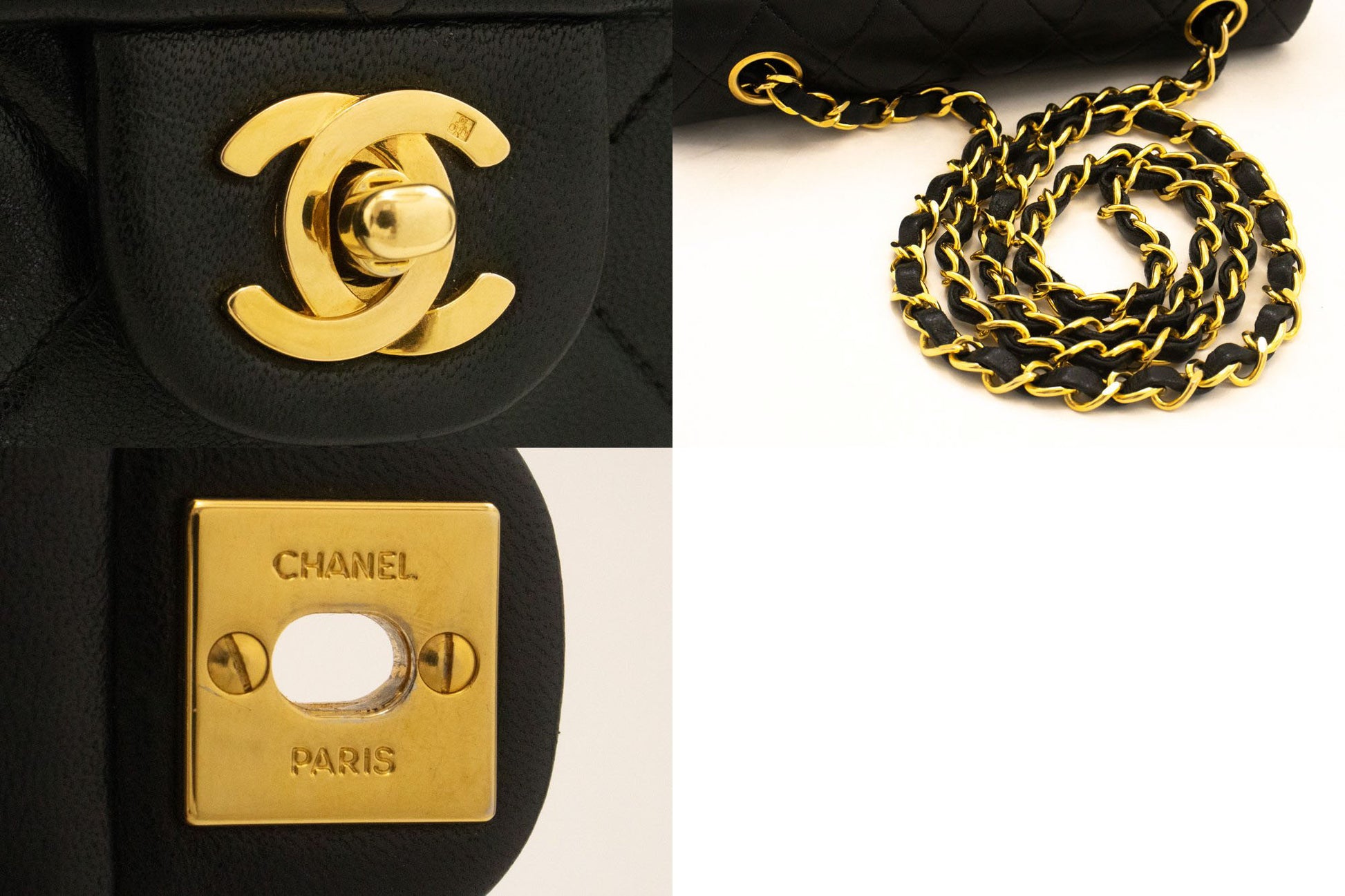 CHANEL Mini Square Small Chain Shoulder Bag Crossbody Black Lamb ag3 hannari-shop