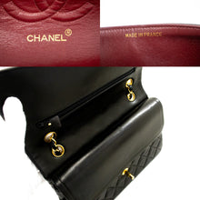 CHANEL Classic Double Flap 10" Chain Shoulder Bag Black Lambskin n44 hannari-shop