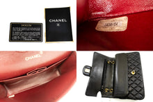 CHANEL Classic Double Flap 10" Chain Shoulder Bag Black Lambskin n44 hannari-shop