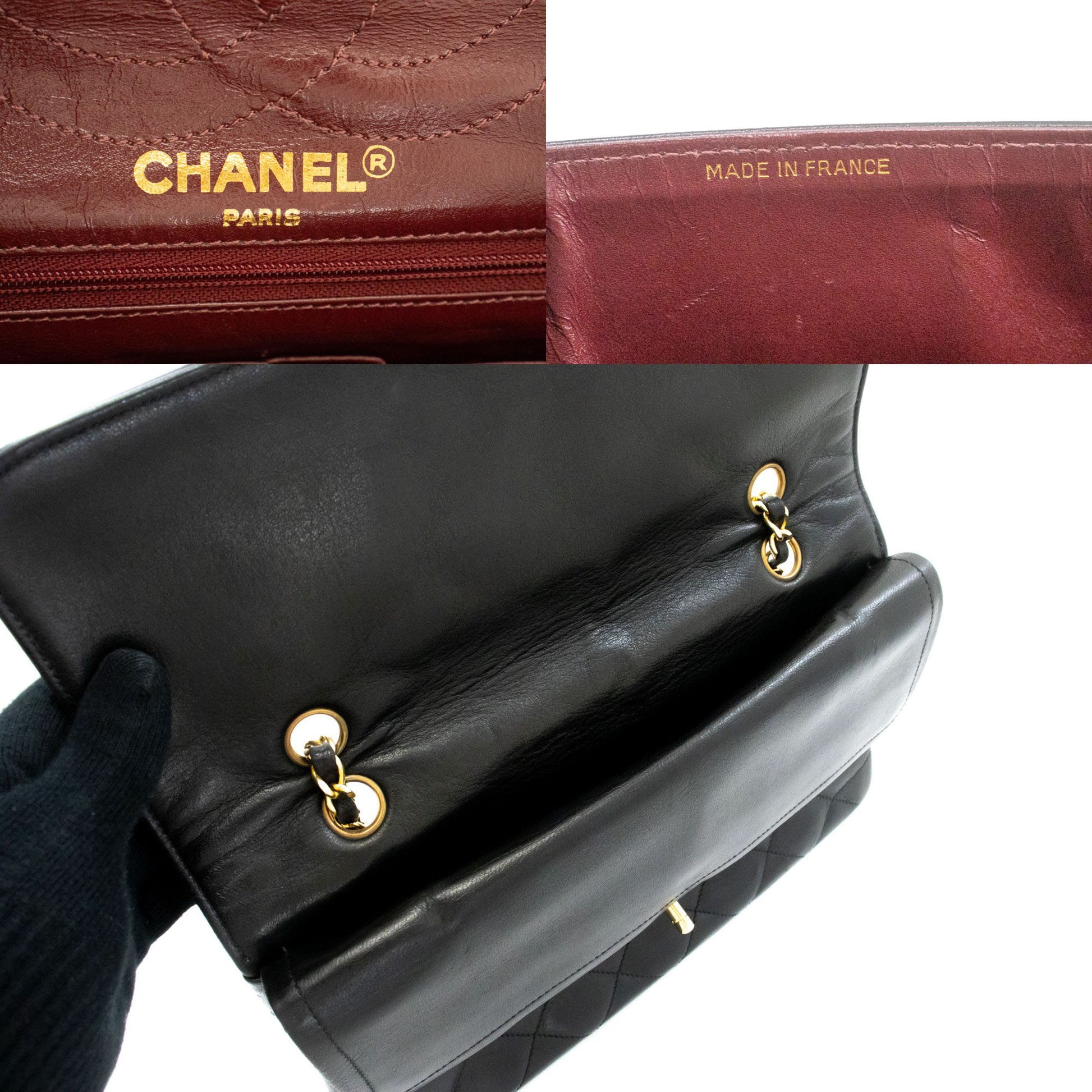 CHANEL Paris Limited Vintage Chain Shoulder Bag Black Quilted Flap ai9 hannari-shop